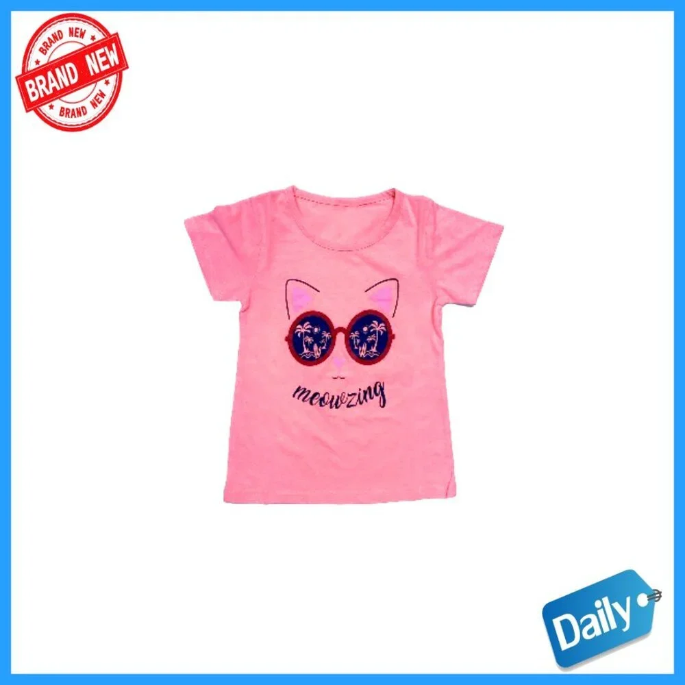 Girls 5-Pack Cotton T-Shirts, Short Sleeve Crew Neck, Size 4-16